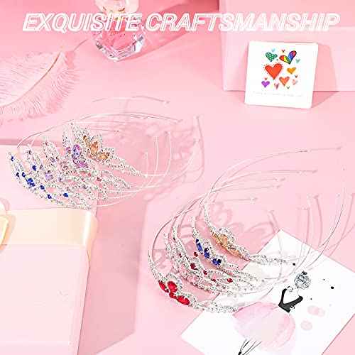 10 Pieces Girls Princess Rhinestone Crown Colorful Crystal Headband Crystal Tiara Rhinestone Princess Headband for Birthday Wedding Crown Party Prom, Little Girls, Colorful