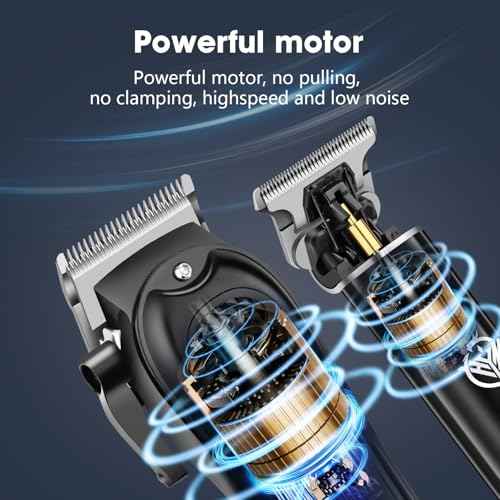 HIENA PRO Professional Hair Clippers and Trimmers Set for Men Cordless Barber Kit Hair Cutting Kit Rechargeable Clipper Set for Barbers with LED Display, Gifts for Men, (Black)