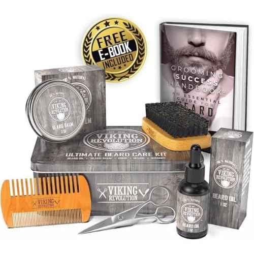 Viking Revolution - Ultimate Beard Kit - Beard Grooming Kit with Beard Brush, Beard Comb, Beard Balm, Beard Oil, Beard & Moustache Scissors - Gifts for Men
