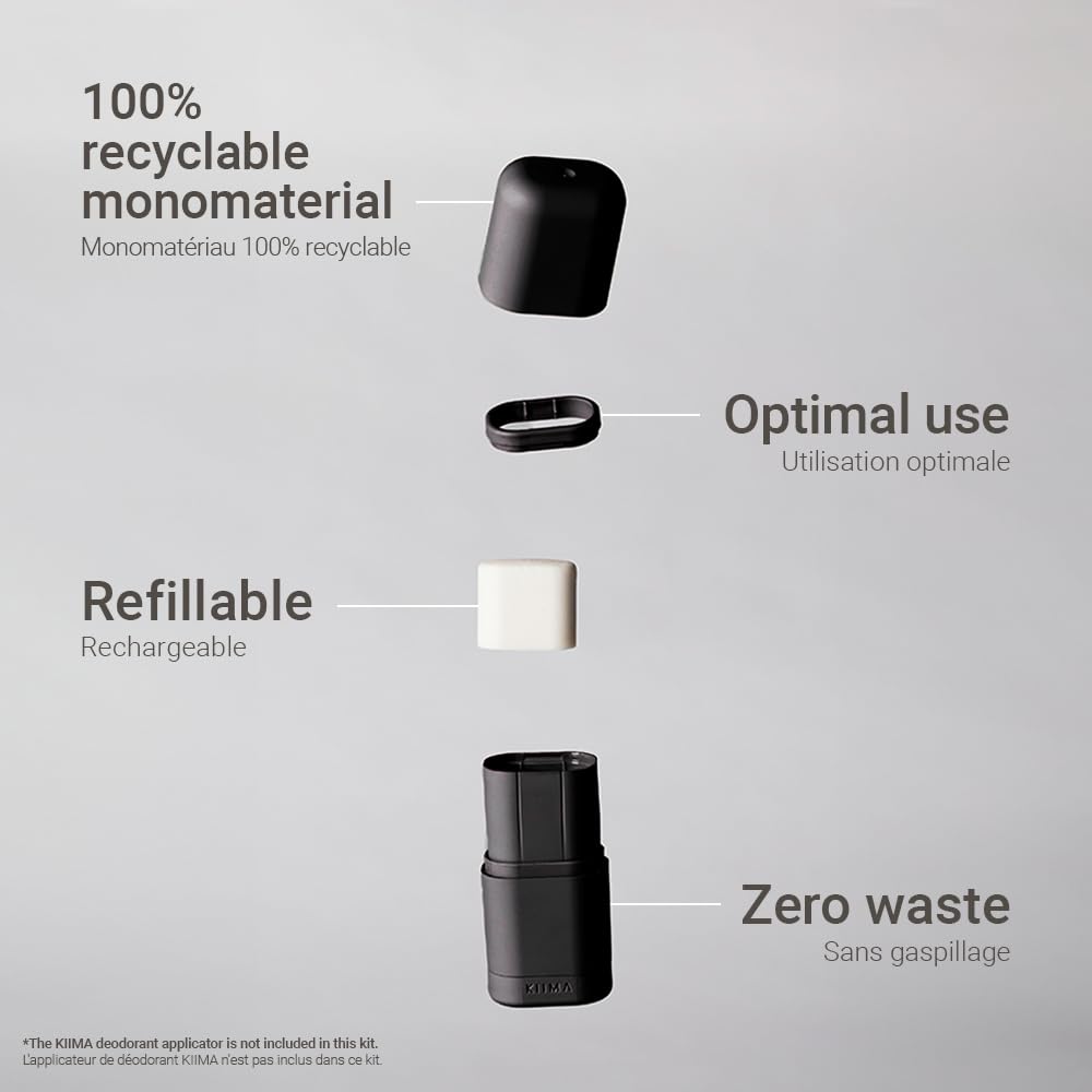 KIIMA Refillable Deodorant - Premium Natural Odor Protection for Men | Aluminum-Free, Long-Lasting, 38g (Pack of 4)