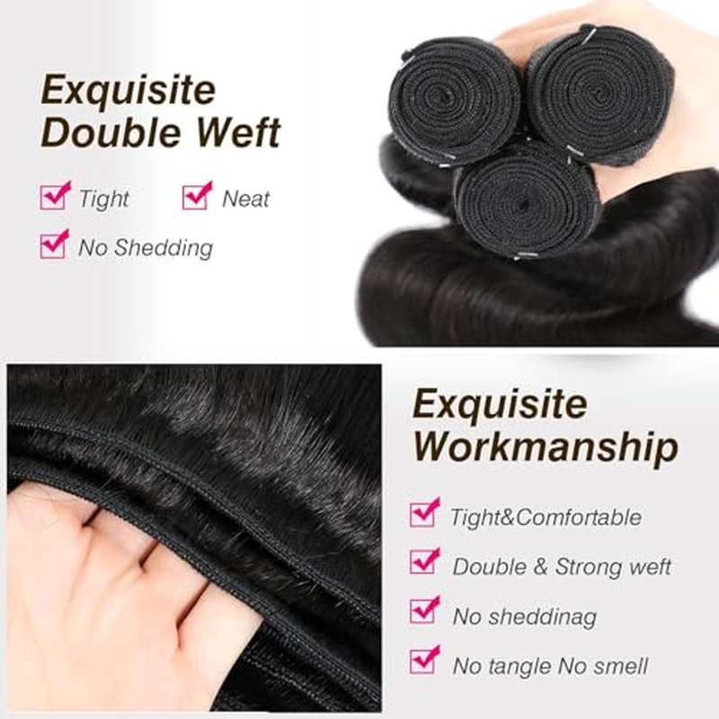 15A Human Hair Bundles 18 20 22 Inch 100% Unprocessed Brazilian Virgin Hair Quick Weave Body Wave 3 Bundles Deals Natural Black Extensions