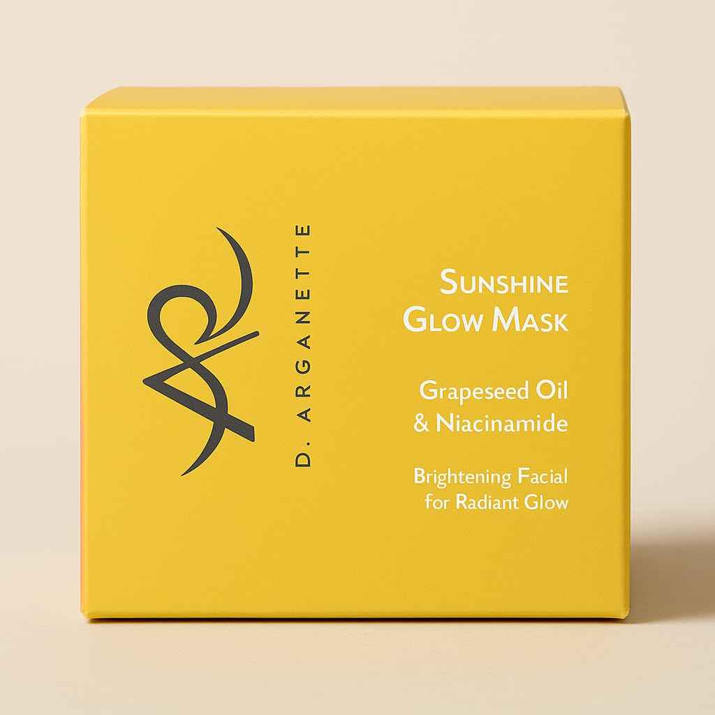D'Arganette Sunshine Glow Face Mask with Grapeseed Oil & Niacinamide, Facial Scrub & Gentle Face Exfoliator to Cleanse Pores, Smooths, Hydrates and Brightens Skin- - 3.4 oz- Made In USA