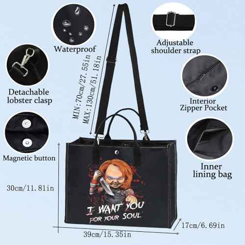 BWWKTOP Evil Doll Cosmetic Makeup Bag Murderous Toy Gifts I Want You For My Soul Zipper Travel Bags Killer Doll Merch (for My Soul BG)