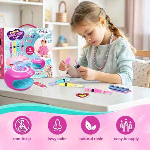 Kids Nail Polish Set for Girls - Nail Art Kit for kids Ages 7-12 - Girl Gifts - Non Toxic Nail Polish,Girls Stuff for Spa,Makeup,Manicure - Birthday Gifts for Girl Age 6 7 8 9 10-12 Years old