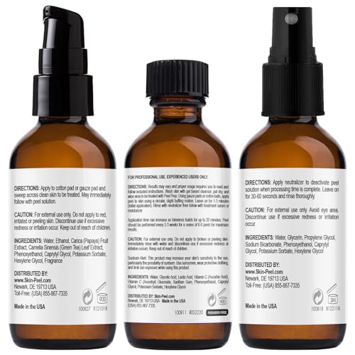 Medpeel 50% AHA & Vitamin C Brightening Essential Peel Kit, Includes Peel, Prep, Neutralizer, Medium Strength Professional Grade Chemical Face Peel, Minimize Fine Lines Wrinkles, 1oz/30ml (Kit of 3)