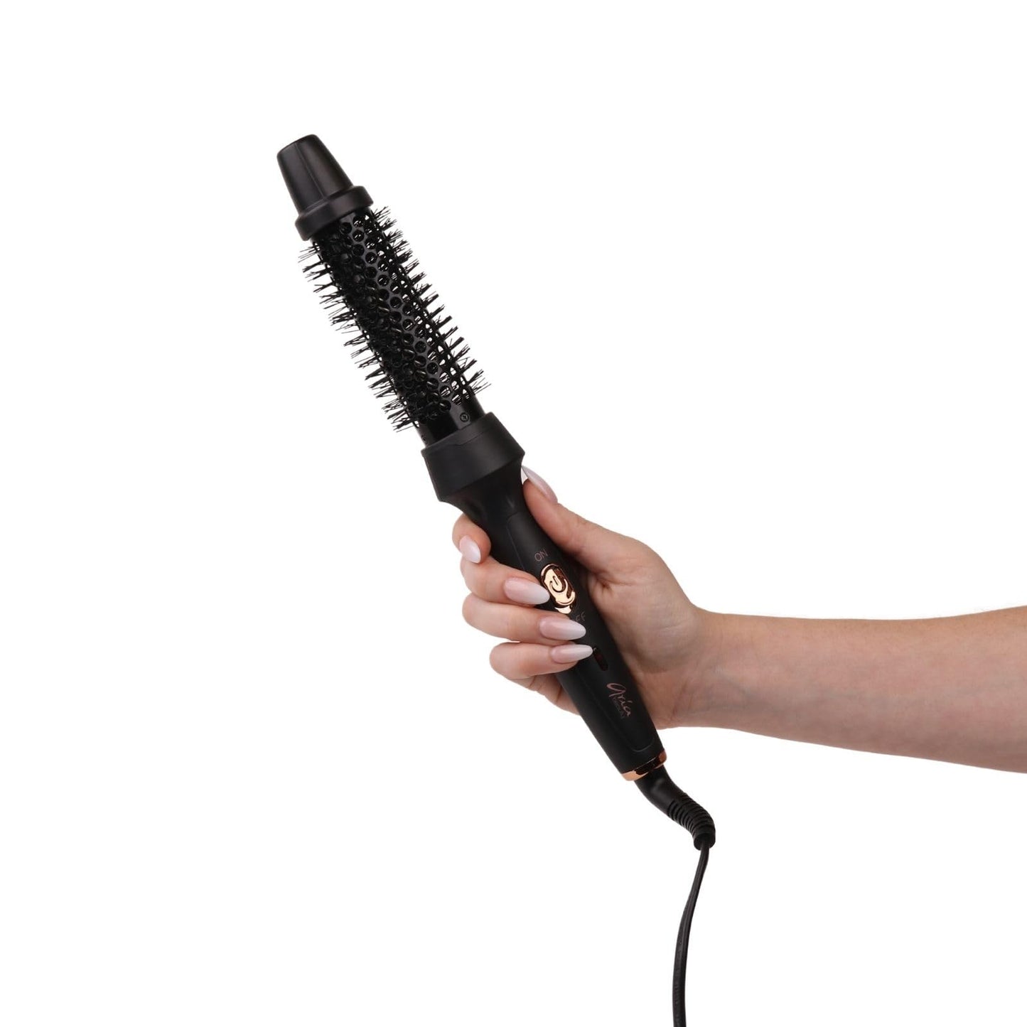 Aria Beauty Thermal Ionic Styling Brush - Hot Styling Tool for Perfect Blowouts - Does Not Blow Air - Ceramic Round Brush - Lightweight Design and Easy Grip - Black - 1 pc - One Temperature