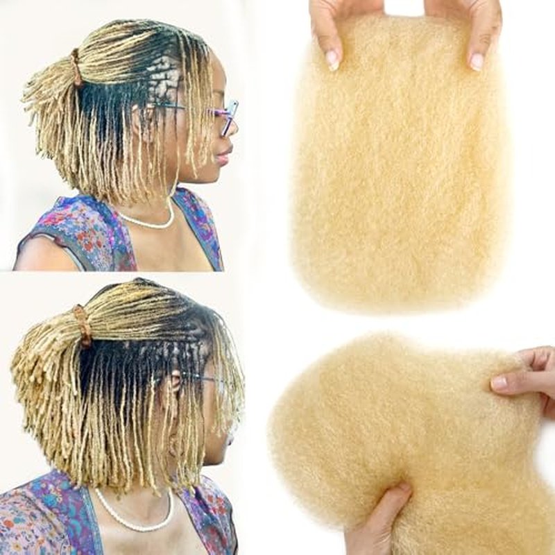 Afro Kinkys Bulk Human Hair 613# 4C Kinky Braiding Hair for Dreadlocks 10 Inch Blonde Human Cuban Twist Hiar for Loc Repair, Dreadlock Extensions, Mini Twists, Braids