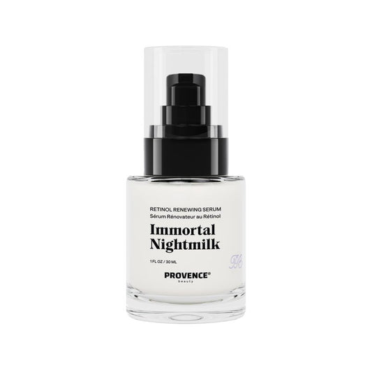 Provence Beauty Immortal Nightmilk Retinol Renewing Face Serum – A Gentle 0.5% Retinol with Niacinamide & P5 Peptide – Smooths Texture, Improves Tone & Firms Skin – 1 fl oz