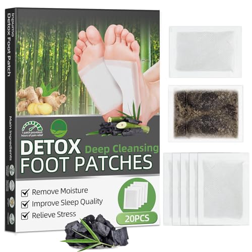 Foot Pads(20 PCS),Deep Cleansing Foot Patches with Bamboo Vinegar and Ginger Powder, Relieve Stress, Improve Sleep and Relaxation