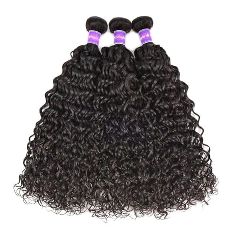 14A Grade Water Wave 3 Bundles Burmese Curly 3 Bundles Human Hair 16 18 20 Inch 100% Unprocessed Brazilian Virgin Human Hair Bundles Natural Black