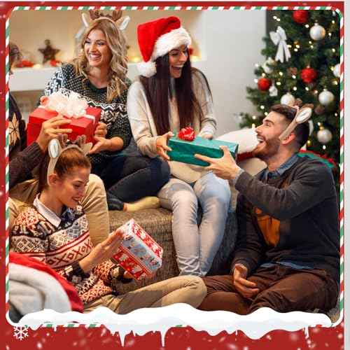 Shintop Deer Antlers Headbands, 2pcs Cute Reindeer Ears Headbands with Bow Deer Antlers Costume Soft Christmas Headwear Halloween Party Cosplay for Girls Women Adults (Brown)