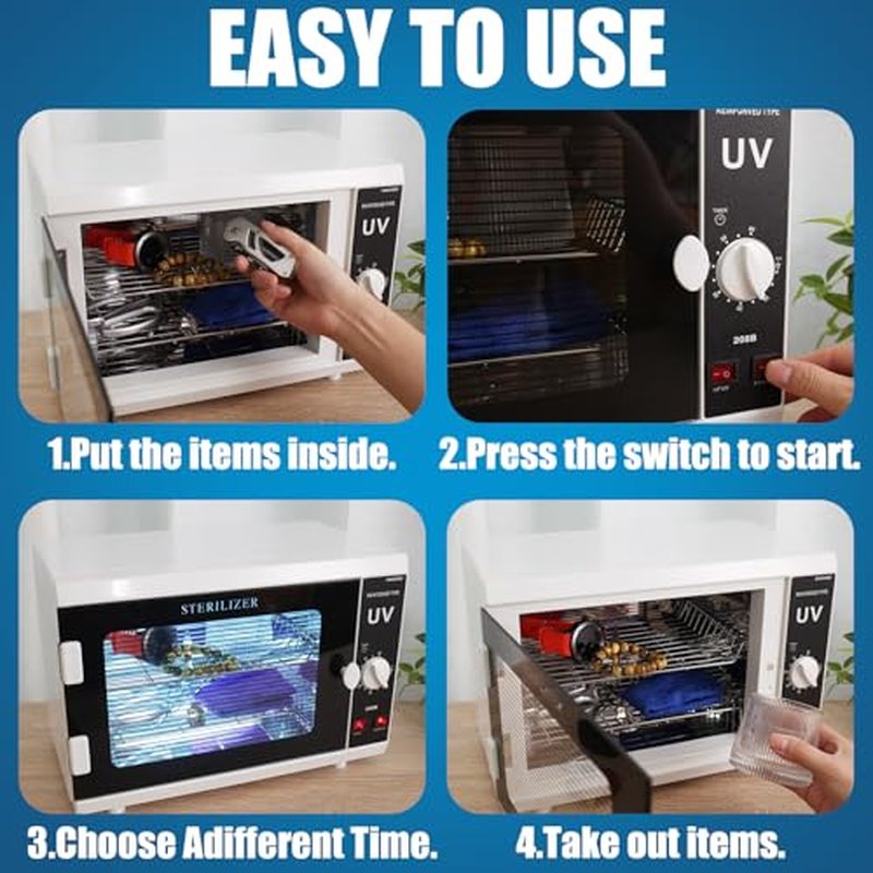 [?? ?????????????????????? ????????????] 12L Extra-Large Box UV Light Nail Tool Cleaning Machine, Dual UVC Lamps System Cabinet with Timer Setting for Salon, Spa, Beauty and Barber