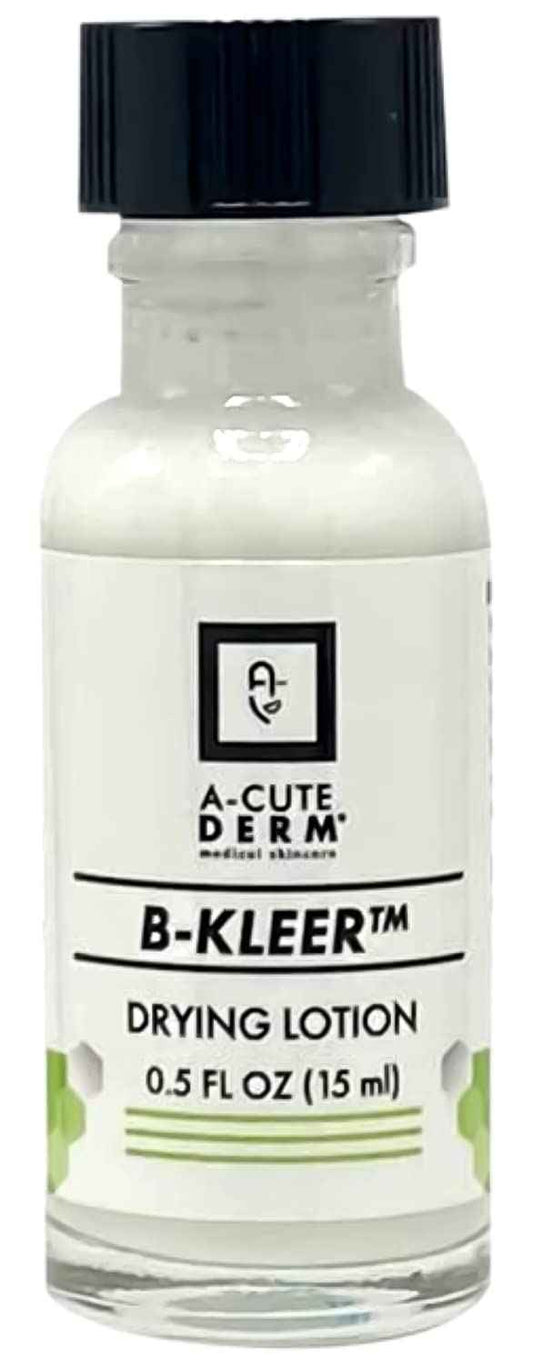 A-Cute Derm B-Kleer Drying Lotion Advanced Blemish Spot Treatment for Pimples, Razor Bumps & Oily T-Zone Fast-Acting Overnight Formula, Use Day or Night 0.5 oz