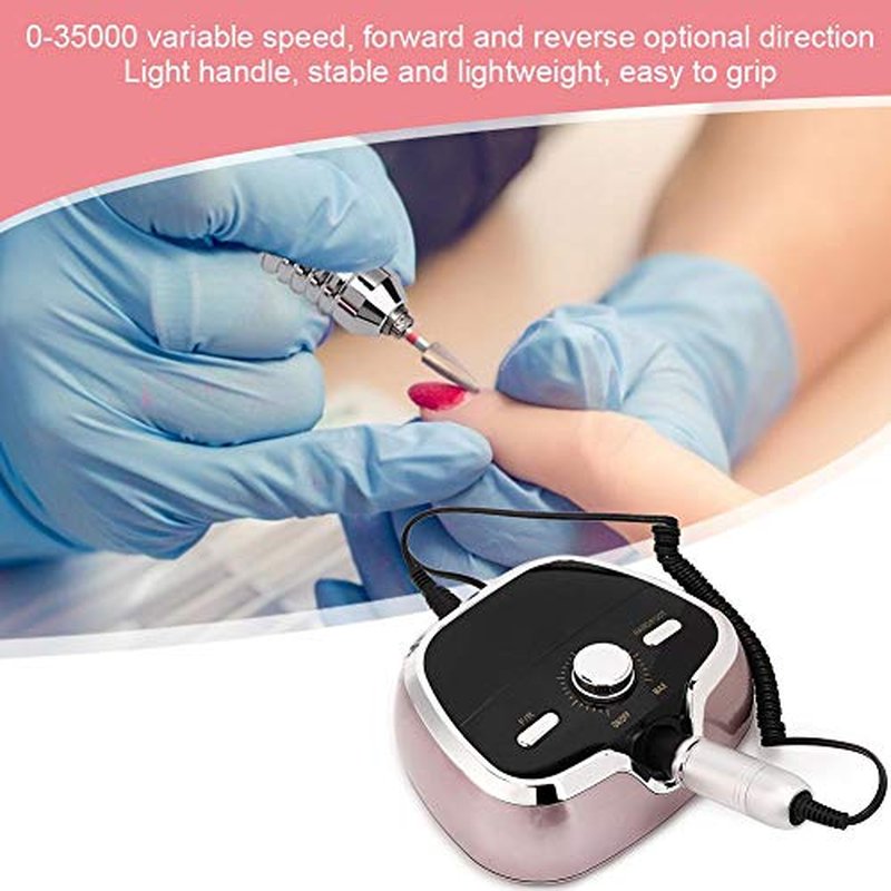ZJchao Professional Electric Nail Drill Machine, 35000 RPM 6 Bits Foot Pedal Salon Grade Manicure Kit for Acrylic Removal, Pedicures & Home Gifts (US)