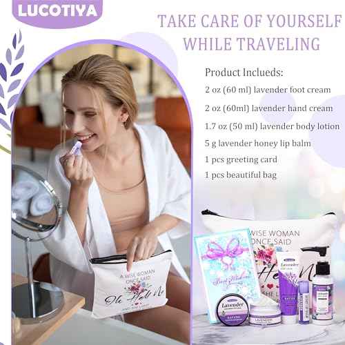 Gifts for Women Best Friends Gifts Travel Size Toiletries Kit Self Care Gifts for Sister Friends,Mom, Teacher,Grandma Lavender Gifts for Her Birthday Christmas