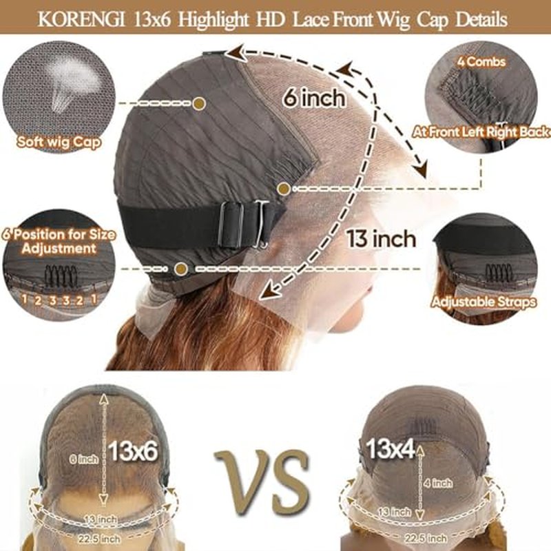 Highlight 13x6 Lace Front Wigs Human Hair Pre Plucked HD Transparent Lace Frontal Wig Bralizian Virgin Human Hair Tiny Knots Natural Hairline with Baby Hair (4/27 Highlight, 28 Inch)