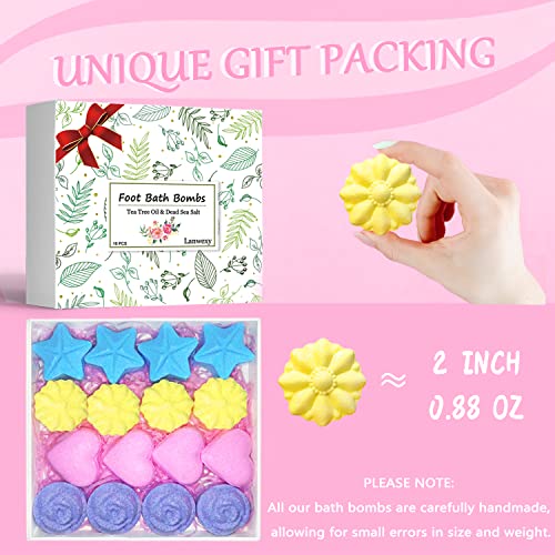 Bath Foot Bombs, 16 Pack Foot Soak with Bath Salt and Tea Tree Oil for Christmas. Organic Natural Handmade Aroma Pure Essential Oil Bubble Feet Balls for Foot Callus, Stubborn Feet Odor Scent.