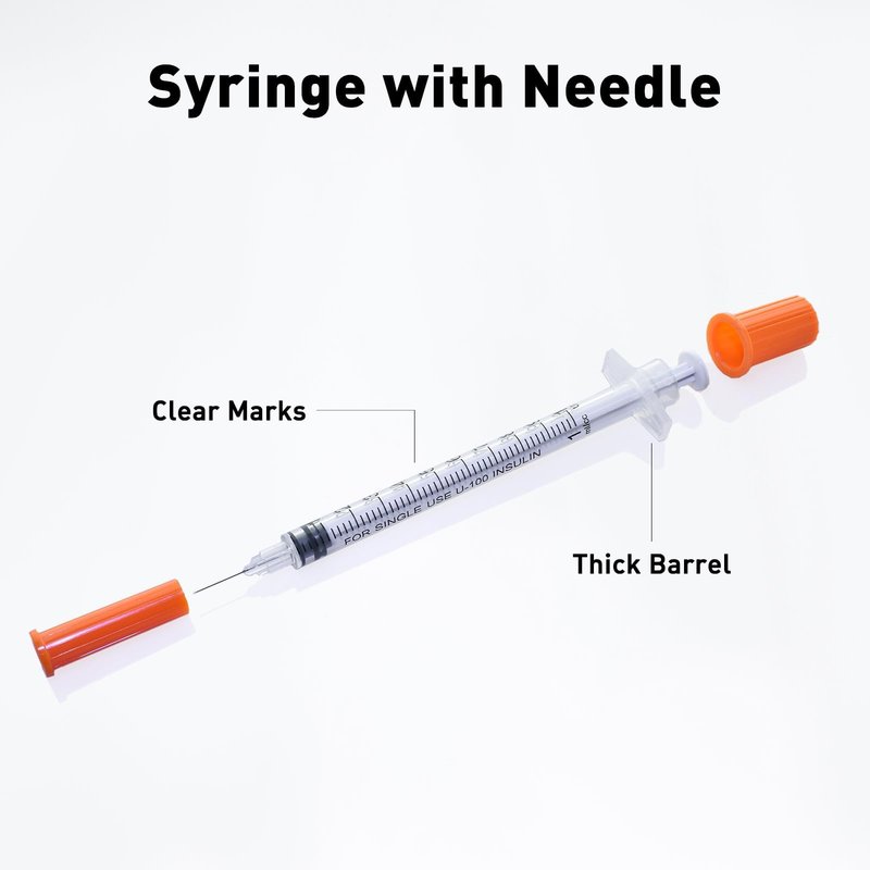 U-100 1cc Syringes with 31g 5/16" (8mm) , Individually Wrapped, Pack of 100