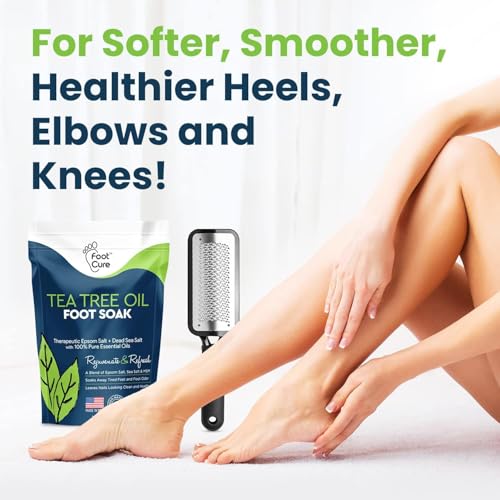 FOOT CURE Exfoliator & Callus Remover Pedicure Set ? Care Kit Includes File for Dead Skin, Tea Tree Oil Soak Salts, Urea Cream 40 Percent Removal Gel Made in USA, Ivory, 4 Piece