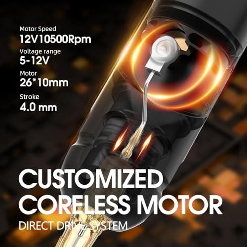 Ambition Soldier Tattoo Kit -Wireless Tattoo Machine Kit Complete with Extra 2400mAh Power 40pcs Cartridge Needles Bandage Gloves Ink Mixer Ink Cup Disposable Handle for Professional Tattoo Artists