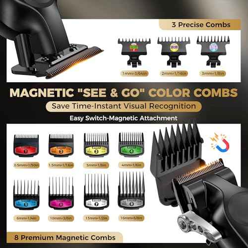 Hair Clippers for Men Professional, Barber Clippers and Trimmers Set, Cordless Hair Clippers, Hair Cutting Kit, Barber Kit, Haircut Kit, Maquina para Cortar Pelo De Hombre