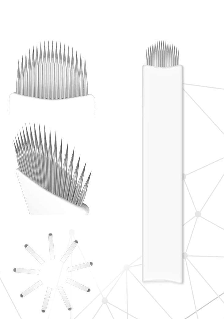 Mellie Microblading NANO U18 Microblading Blade 25 pcs - NANO 18 Pins .15mm Diameter Thinnest Blade On The Market - Best Microblading Blade for Crisp & Clean Strokes For Microblading Eyebrows