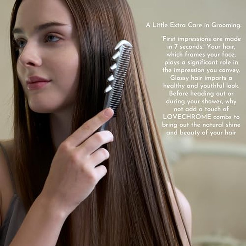 LOVE CHROME PROFESSIONAL B3 STANDARD RING COMB DEEP BLACK/Japanese artisan hair comb