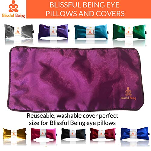 Lavender Eye Pillow - Hot or Cold Weighted Satin Eye Mask perfect for Sleeping, Yoga, Meditation - Gifts for Women, Birthday, Teachers - Natural Herbal Relaxation (Onyx)