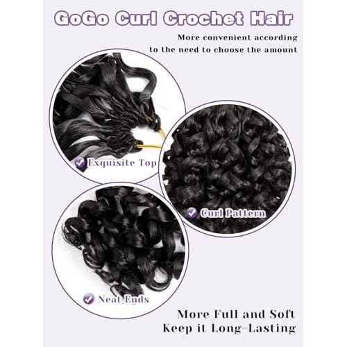 MYQUEEN Short Curly Crochet Hair for Women 8 Inch GoGo Curl Beach Ocean Wave Deep Twist Braids Pre Looped Synthetic Braiding Extensions 7 Packs