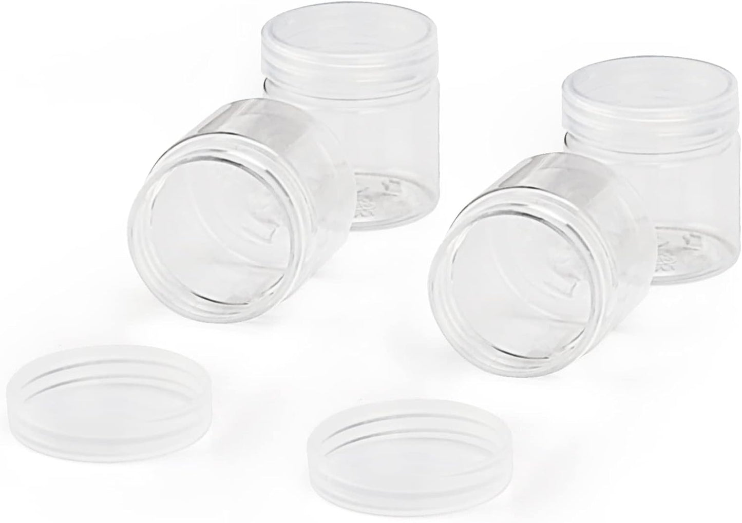 Clear Plastic Bead Containers - 70 PCS 2oz Round Storage Jars with Lids for Lotions, Beads & Spices