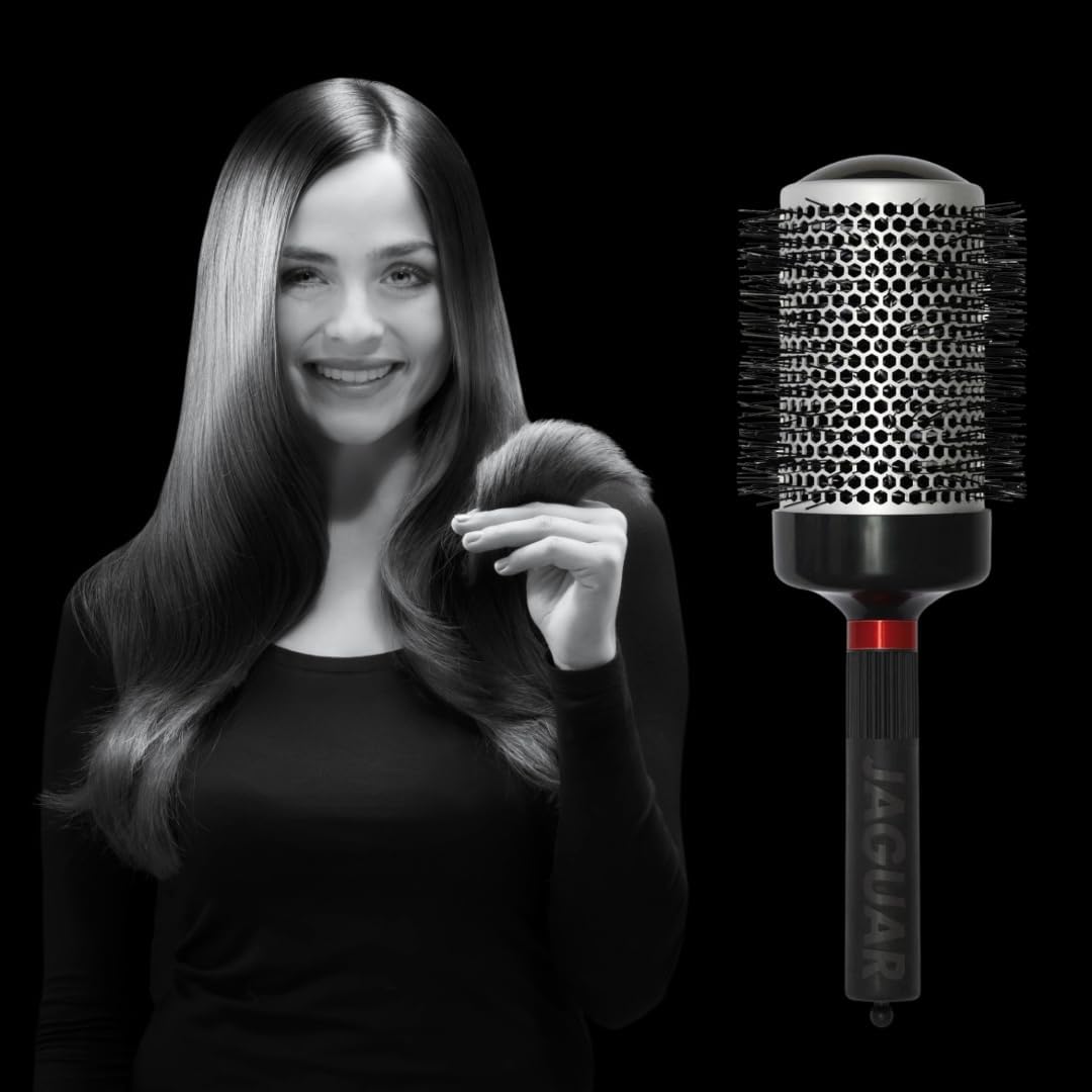 Jaguar T370 Thermal Round Hairbrush 53mm – Boar & Nylon Bristle Blow-Dry Brush for Volume, Smooth Blowouts & Curl – Heat-Retaining Barrel for Fast Styling – Professional Brush for Long Hair