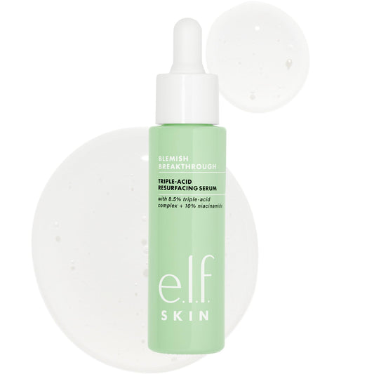 e.l.f. SKIN Blemish Breakthrough Triple-Acid Resurfacing Serum, Hydrating Night Serum For Fighting Blemishes, Helps Improve Skin Tone & Texture