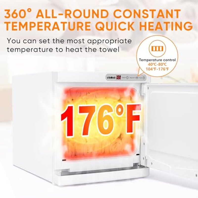 ROMECH 8L Hot Towel Warmer Cabinet, Professional Towel Heater with LED Temperature Display Setting, Towel Warmers for Spa Massage Salon Home (White, 8L)