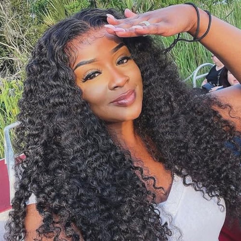 Burmese Curly Wig Human Hair V Part Wig 100% Real Human Hair Glueless With Drawstring Clip In Burmese Curly V part Wigs Upgrade U Part Wigs 220% Density 18 Inch Natural Black 1B Color
