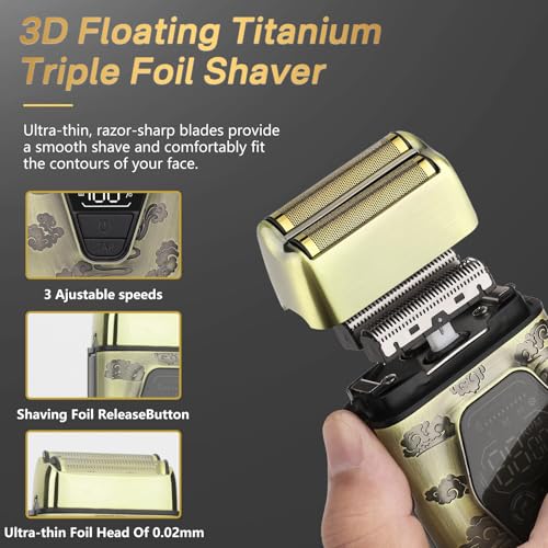 Hair Clippers for Men Professiona,3 in 1 T-Blade Barber Clippers and Trimmers Set for Barber kit, Mens Cordless Hair Clippers, Beard Trimmer for Men