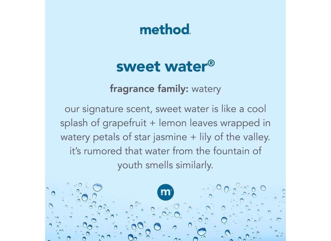 Method 328104 Naturally-Derived Gel Hand Soap Refill, Sweet Water, 34-oz. - Quantity 4