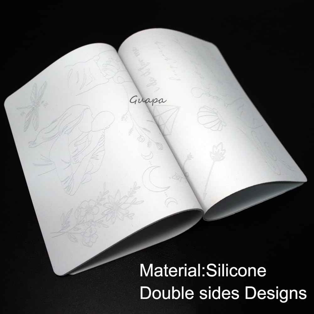 Tiny Tattoo Practice Skin Double-Sided Pre-Stenciled Fine Line Tattoo Practice Sheet Minimalist Tiny Tattoo Pad Meaningful Tiny Tattoos for Tattoo Beginner Training Supplies (5PCS)