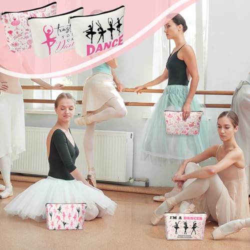 Silkfly 12 Pcs Dance Makeup Bag Ballet Cosmetic Bag Ballet Lover Gift Christmas Dance Party Favors Princess Party Favors Tutu Supplies Portable Toiletry Zipper Pouch for Women