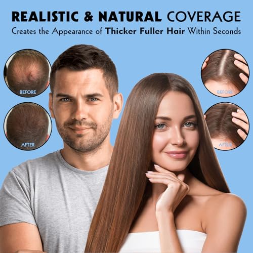 Hair Fibers for Thinning Hair - Hair Building Fibers for the Appearance of Thicker, Fuller Hair, Hair Thickening Fibers for Men and Women - Easy to Apply & Remove, 27.5g/ 0.97oz (Dark Brown)