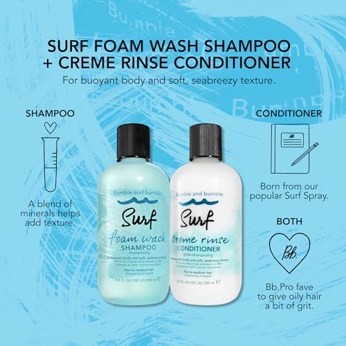 Bumble and bumble. Surf Creme Rinse Texturizing Conditioner | For Seabreezy Texture | Volumizing + Hydrating | Wavy, Straight, 8.5 Fl Oz
