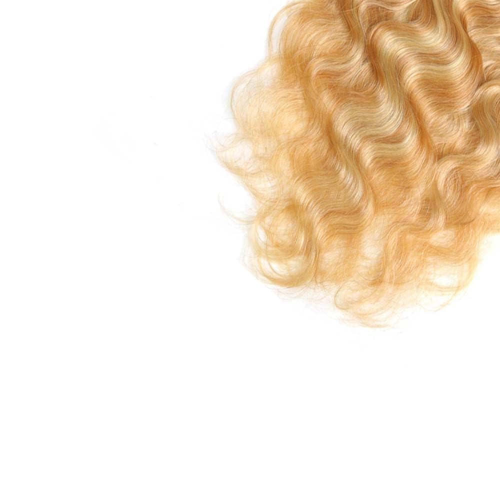 Ombre Highlight Deep Curly Bundles Human Hair Honey Blonde Loose Deep Wave Bundles P27/613 Human Hair Bundles Double Weft Tow Tone Silky Soft and Silky for Black Women 8 10 12 Inch