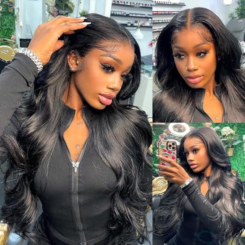 Body Wave 13x6 Lace Front Half Wigs Human Hair Glueless Pre Plucked Pre Cut 200% Density Ear-To-Ear Frontal Wigs Human Hair 22 Inch Wear and Go Glueless Drawstring Wig