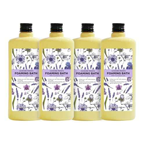 Bubble Bath for Women, Lavender Scented Bubble Bath Gifts Set, Foaming Bath Mother's Day Gifts for Mom, 51.2 fl oz (Pack of 4)