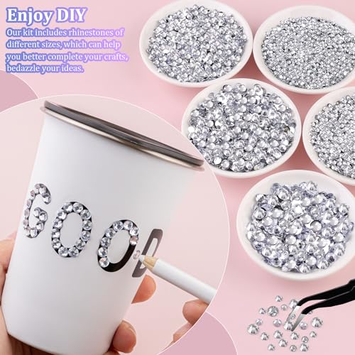 30000Pcs Resin Rhinestones for Bedazzling, Silver Clear Flatback Gems for Diamond Art, Crystal Bedazzler Kit with 3Pcs 10ml B7000 Jewelry Glue for Nail Art Crafting Clothing Book Makeup
