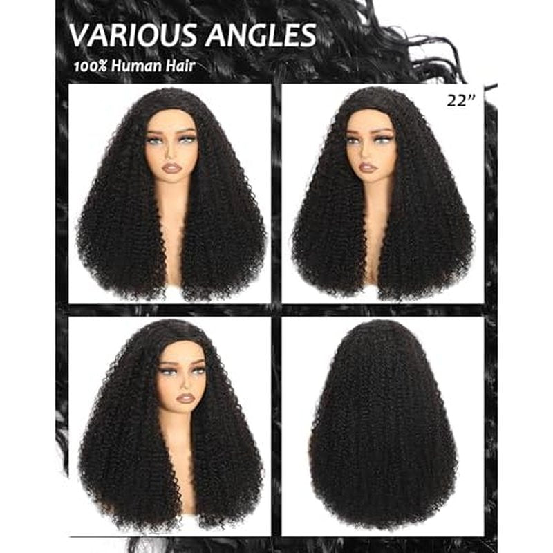 Kinky Curly Half Wig Human Hair - 200% Density, 18 Inch, Glueless Wear & Go, 3 in 1, Flip Over, Headband, Drawstring Wig, Natural Look, Beginner Friendly (Natural Black, 18 Inch, Kinky Curly)