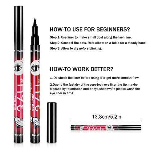 Gnker Eyeliner Waterproof Professional Liquid Long Lasting Cosmetics Eye Liner Pen Black 12 pcs