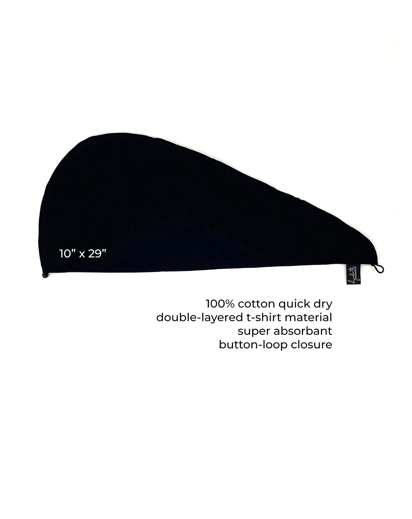 Elizabeth Roberts 100% Cotton T Shirt Hair Towel Wrap Plopping Essential Turban Style Hair Drying Towel for Women and Men All Hair Types and Styles, Black