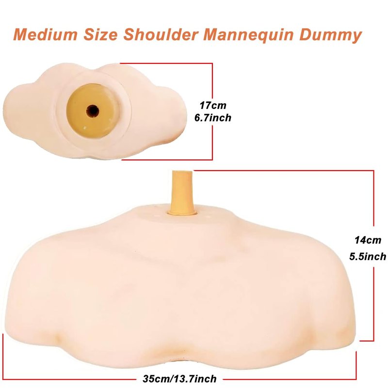 Shoulder Mannequin, Dummy Shoulder for Mannequin Head Stand, Wig Head Support for Cosmetology and Hairdressing Training in Home and Salon Settings, Shoulder Model, Medium Size