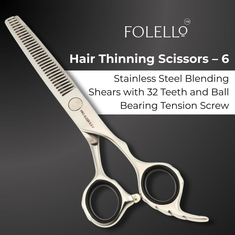 Hair Thinning Scissors - 6" Stainless Steel Blending Shears with 32 Teeth | Professional Razor Edge Tool for Barbers & Stylists
