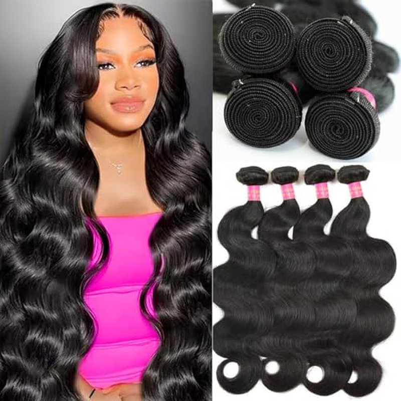 12A Human Hair Bundles Body Wave Bundles Human Hair 16 18 20 22 Inch 100% Unprocessed Brazilian Virgin Hair Body Wave 4 Bundles Human Hair Extensions for Women